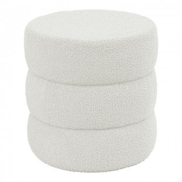 Σκαμπό-πουφ Kioto μπουκλέ λευκό Φ40x40εκ Υλικό: TEDDY FABRIC - MDF - FOAM 257-000020