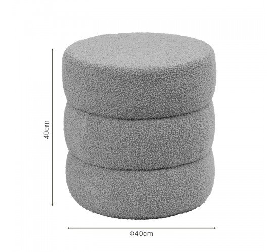 Σκαμπό-πουφ Kioto μπουκλέ καφέ Φ40x40εκ Υλικό: TEDDY FABRIC - MDF - FOAM 257-000021