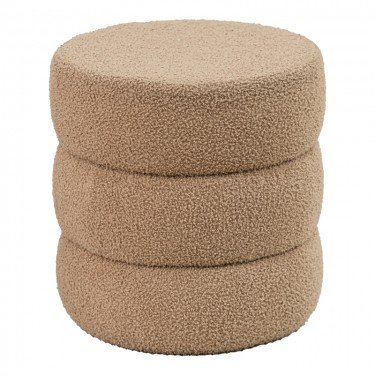 Σκαμπό-πουφ Kioto μπουκλέ καφέ Φ40x40εκ Υλικό: TEDDY FABRIC - MDF - FOAM 257-000021