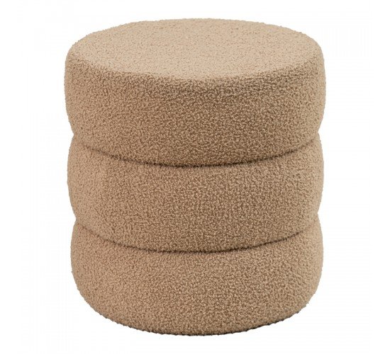 Σκαμπό-πουφ Kioto μπουκλέ καφέ Φ40x40εκ Υλικό: TEDDY FABRIC - MDF - FOAM 257-000021