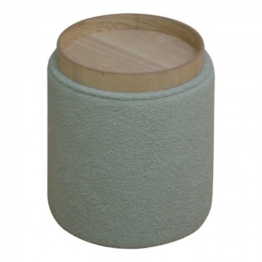 Σκαμπό-μπαούλο Batur μπουκλέ ύφασμα σε χακί απόχρωση Φ34x38εκ Υλικό: MDF - FOAM - TEDDY FABRIC 257-000036