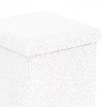 Σκαμπό-μπαούλο Crystal μπουκλέ ύφασμα σε ivory απόχρωση 38x38x38εκ Υλικό: FABRIC MDF  NORMAL FOAM 257-000041