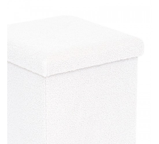 Σκαμπό-μπαούλο Crystal μπουκλέ ύφασμα σε ivory απόχρωση 38x38x38εκ Υλικό: FABRIC MDF  NORMAL FOAM 257-000041