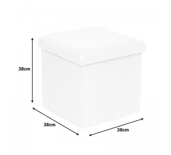 Σκαμπό-μπαούλο Crystal μπουκλέ ύφασμα σε ivory απόχρωση 38x38x38εκ Υλικό: FABRIC MDF  NORMAL FOAM 257-000041