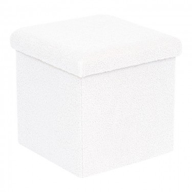 Σκαμπό-μπαούλο Crystal μπουκλέ ύφασμα σε ivory απόχρωση 38x38x38εκ Υλικό: FABRIC MDF  NORMAL FOAM 257-000041