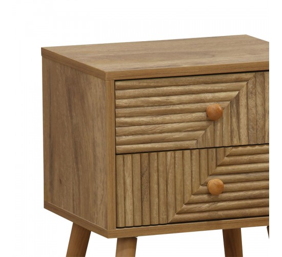 Κομοδίνο Historic με 2 συρτάρια φυσικό με φυσικό ξύλο πεύκου πόδια 37.5x32x54εκ Υλικό: pb with paper. pine wood legs 260-000001