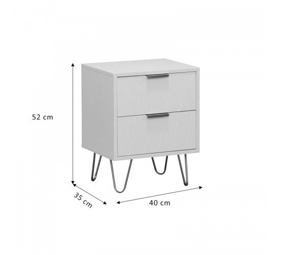 Κομοδίνο Culture με 2 συρτάρια λευκό-χρυσό 40x35x52εκ Υλικό: MDF - METAL 260-000013