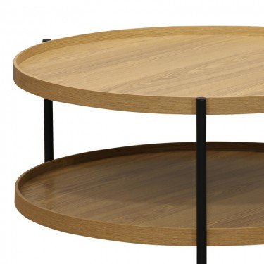 Τραπέζι σαλονιού Portogie mdf φυσικό-μέταλλο μαύρο Φ80x40εκ Υλικό: MDF - PARTICLE BOARD WITH PAPER WOOD - TOP 18MM - SIDE 30MM - FRONT 15MM 260-000019