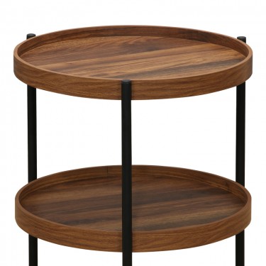 Βοηθητικό τραπέζι Portogie mdf καρυδί-μέταλλο μαύρο Φ40x50εκ Υλικό: MDF - PARTICLE BOARD WITH PAPER WOOD - TOP 18MM - SIDE 30MM - FRONT 15MM 260-000020