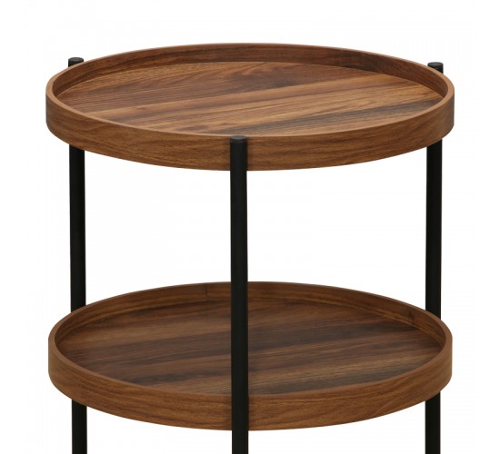 Βοηθητικό τραπέζι Portogie mdf καρυδί-μέταλλο μαύρο Φ40x50εκ Υλικό: MDF - PARTICLE BOARD WITH PAPER WOOD - TOP 18MM - SIDE 30MM - FRONT 15MM 260-000020