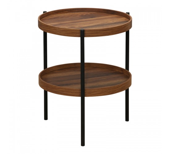 Βοηθητικό τραπέζι Portogie mdf καρυδί-μέταλλο μαύρο Φ40x50εκ Υλικό: MDF - PARTICLE BOARD WITH PAPER WOOD - TOP 18MM - SIDE 30MM - FRONT 15MM 260-000020