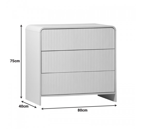 Συρταριέρα Zeplen MDF σε λευκή απόχρωση 80x40x75εκ 260-000030