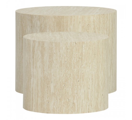 Βοηθητικά τραπεζάκια 2τεμ Zonar  MDF σε όψη τραβερτίνας 260-000034