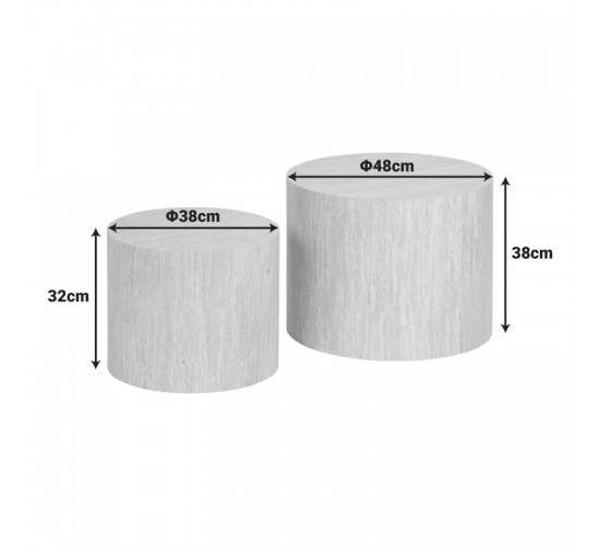 Βοηθητικά τραπεζάκια 2τεμ Zonar  MDF σε όψη τραβερτίνας 260-000034