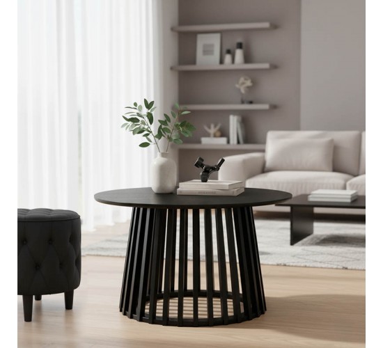 Τραπέζι σαλονιού Domonic mdf σε μαύρη απόχρωση Φ80x45εκ Υλικό: MDF - PINE WOOD 260-000037