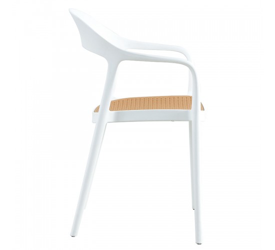 Πολυθρόνα Ember στοιβαζόμενη με UV protection PP μπεζ- λευκό 52.5x56.5x81εκ. Υλικό: PP UV PROTECTION 262-000005