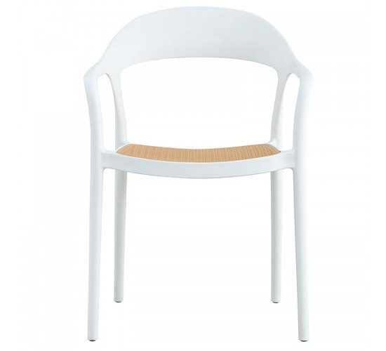 Πολυθρόνα Ember στοιβαζόμενη με UV protection PP μπεζ- λευκό 52.5x56.5x81εκ. Υλικό: PP UV PROTECTION 262-000005