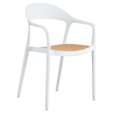 Πολυθρόνα Ember στοιβαζόμενη με UV protection PP μπεζ- λευκό 52.5x56.5x81εκ. Υλικό: PP UV PROTECTION 262-000005