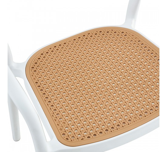 Πολυθρόνα Ember στοιβαζόμενη με UV protection PP μπεζ- λευκό 52.5x56.5x81εκ. Υλικό: PP UV PROTECTION 262-000005