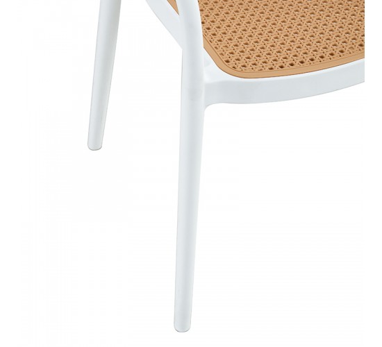 Πολυθρόνα Ember στοιβαζόμενη με UV protection PP μπεζ- λευκό 52.5x56.5x81εκ. Υλικό: PP UV PROTECTION 262-000005