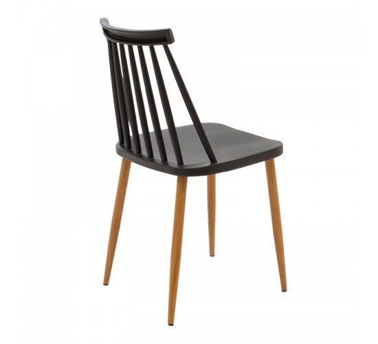 Καρέκλα Aurora PP μαύρο-φυσικό πόδι 43x48x79εκ. Υλικό: PP. METAL 262-000014