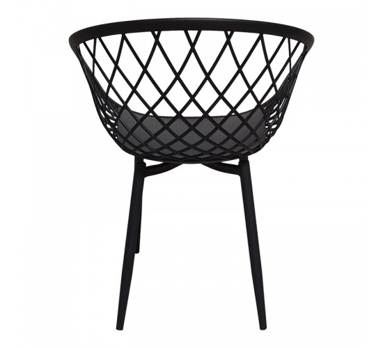 Καρέκλα Ezra μαύρο pp-πόδι μαύρο μέταλλο 62x42x82εκ 262-000025