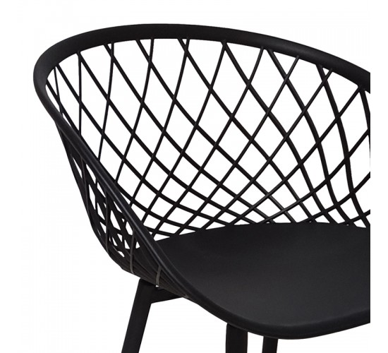 Καρέκλα Ezra μαύρο pp-πόδι μαύρο μέταλλο 62x42x82εκ 262-000025