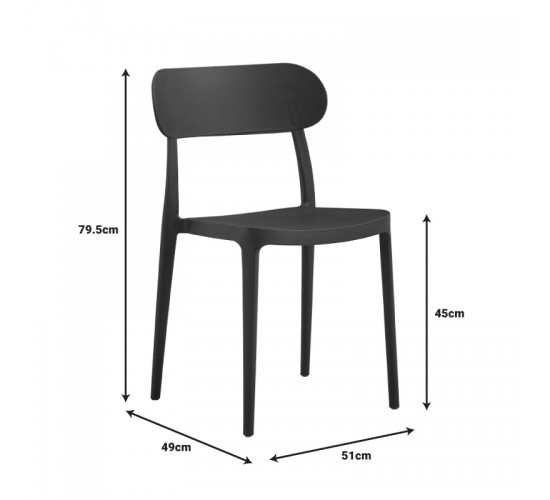 Καρέκλα Amvroan στοιβαζόμενη με UV protection ανθρακί pp 51x49x79.5εκ Υλικό: PP 262-000034