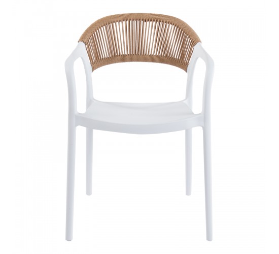 Πολυθρόνα Ankara στοιβαζόμενη pp-pe rattan σε λευκή-φυσική απόχρωση 54x55.5x77εκ Υλικό: PP 262-000050