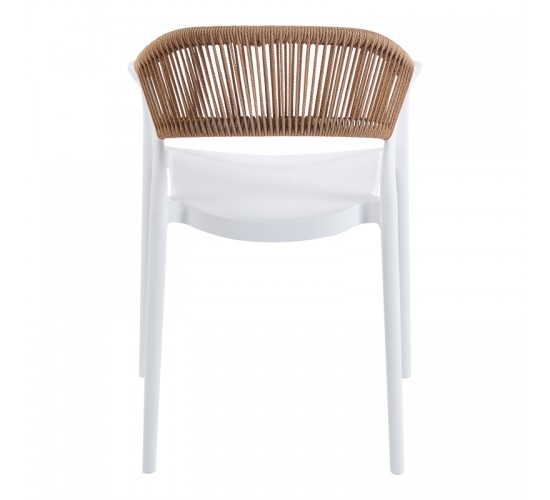 Πολυθρόνα Ankara στοιβαζόμενη pp-pe rattan σε λευκή-φυσική απόχρωση 54x55.5x77εκ Υλικό: PP 262-000050