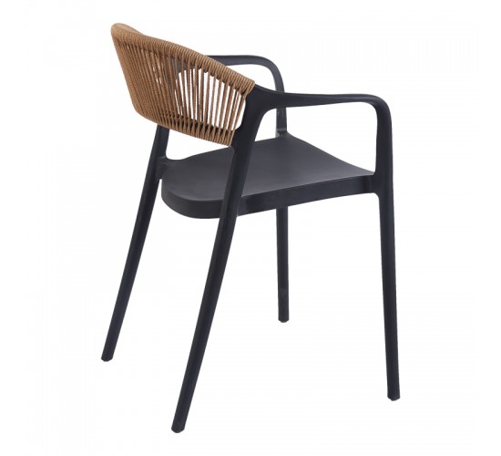 Πολυθρόνα Ankara στοιβαζόμενη pp-pe rattan σε μαύρη-φυσική απόχρωση 54x55.5x77εκ Υλικό: PP 262-000051