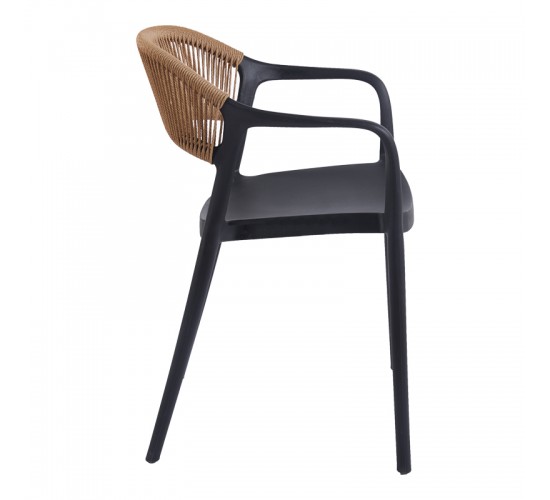 Πολυθρόνα Ankara στοιβαζόμενη pp-pe rattan σε μαύρη-φυσική απόχρωση 54x55.5x77εκ Υλικό: PP 262-000051