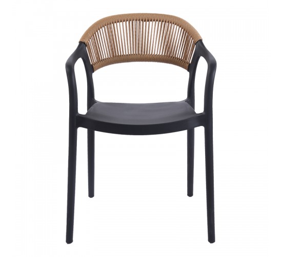 Πολυθρόνα Ankara στοιβαζόμενη pp-pe rattan σε μαύρη-φυσική απόχρωση 54x55.5x77εκ Υλικό: PP 262-000051