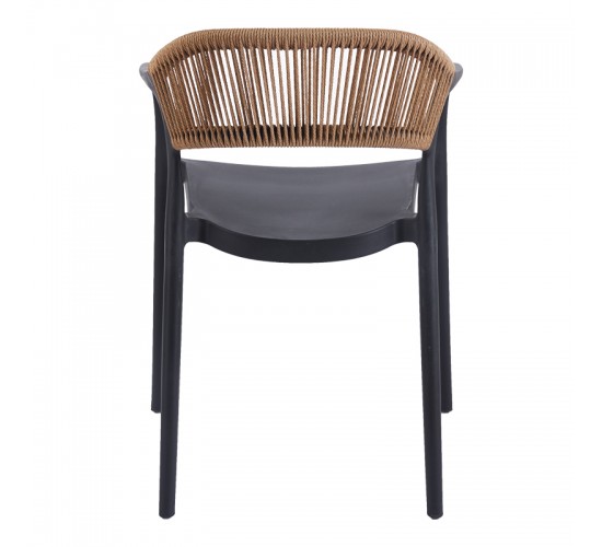 Πολυθρόνα Ankara στοιβαζόμενη pp-pe rattan σε μαύρη-φυσική απόχρωση 54x55.5x77εκ Υλικό: PP 262-000051