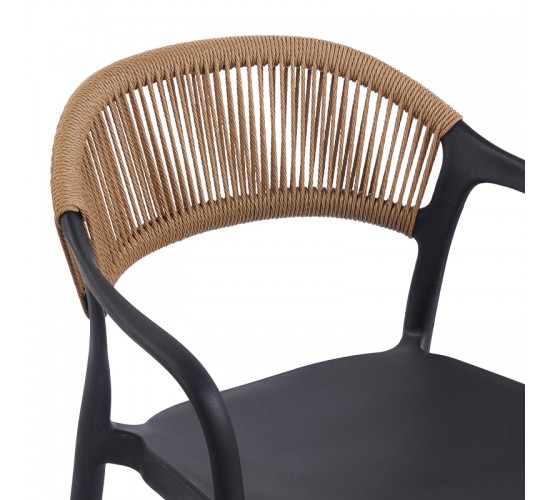 Πολυθρόνα Ankara στοιβαζόμενη pp-pe rattan σε μαύρη-φυσική απόχρωση 54x55.5x77εκ Υλικό: PP 262-000051