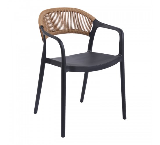 Πολυθρόνα Ankara στοιβαζόμενη pp-pe rattan σε μαύρη-φυσική απόχρωση 54x55.5x77εκ Υλικό: PP 262-000051