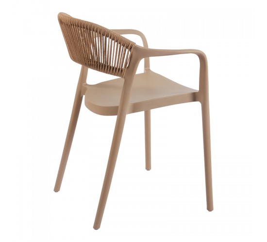 Πολυθρόνα Ankara στοιβαζόμενη pp-pe rattan σε μόκα-φυσική απόχρωση 54x55.5x77εκ Υλικό: PP 262-000052