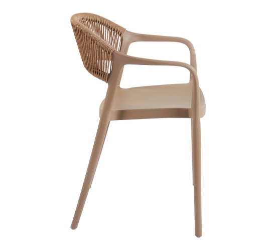 Πολυθρόνα Ankara στοιβαζόμενη pp-pe rattan σε μόκα-φυσική απόχρωση 54x55.5x77εκ Υλικό: PP 262-000052