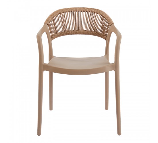 Πολυθρόνα Ankara στοιβαζόμενη pp-pe rattan σε μόκα-φυσική απόχρωση 54x55.5x77εκ Υλικό: PP 262-000052