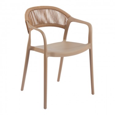 Πολυθρόνα Ankara στοιβαζόμενη pp-pe rattan σε μόκα-φυσική απόχρωση 54x55.5x77εκ Υλικό: PP 262-000052