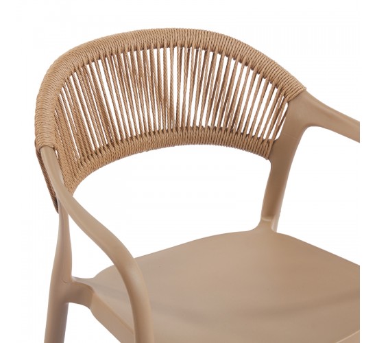 Πολυθρόνα Ankara στοιβαζόμενη pp-pe rattan σε μόκα-φυσική απόχρωση 54x55.5x77εκ Υλικό: PP 262-000052