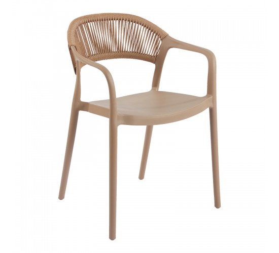 Πολυθρόνα Ankara στοιβαζόμενη pp-pe rattan σε μόκα-φυσική απόχρωση 54x55.5x77εκ Υλικό: PP 262-000052