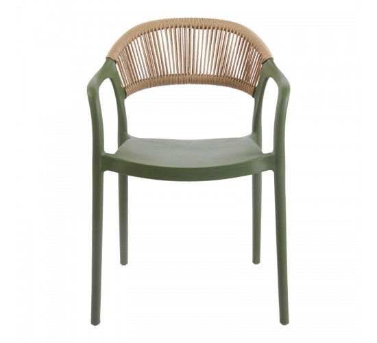 Πολυθρόνα Ankara στοιβαζόμενη pp-pe rattan σε λαδί-φυσική απόχρωση 54x55.5x77εκ Υλικό: PP 262-000053