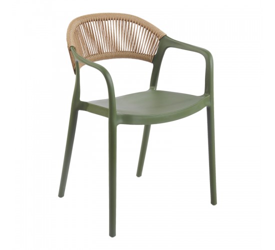 Πολυθρόνα Ankara στοιβαζόμενη pp-pe rattan σε λαδί-φυσική απόχρωση 54x55.5x77εκ Υλικό: PP 262-000053