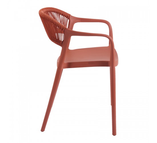 Πολυθρόνα Ankara στοιβαζόμενη pp-pe rattan σε terracotta απόχρωση 54x55.5x77εκ Υλικό: PP 262-000054