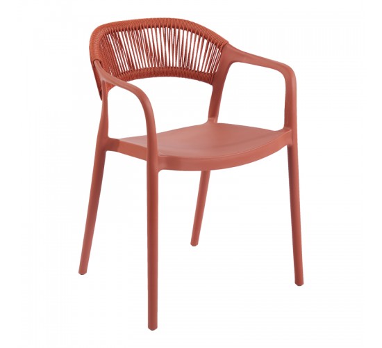 Πολυθρόνα Ankara στοιβαζόμενη pp-pe rattan σε terracotta απόχρωση 54x55.5x77εκ Υλικό: PP 262-000054