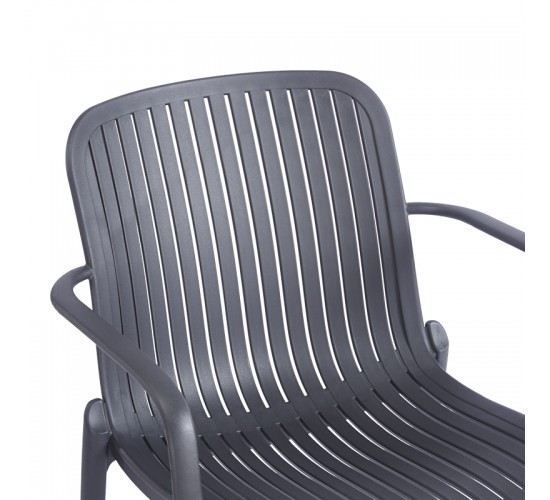 Πολυθρόνα Teragi στοιβαζόμενη pp με UV protection ανθρακί 59x57x82εκ Υλικό: PP 262-000062