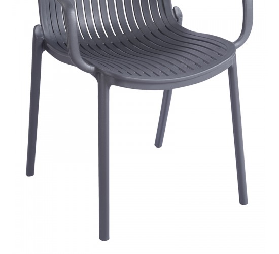 Πολυθρόνα Teragi στοιβαζόμενη pp με UV protection ανθρακί 59x57x82εκ Υλικό: PP 262-000062