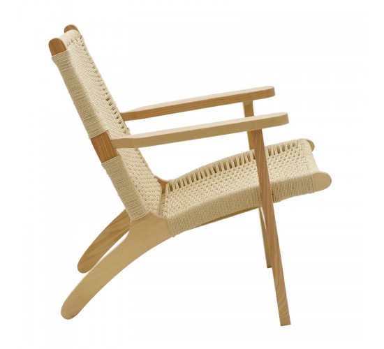 Πολυθρόνα Chiara ξύλο οξιάς φυσικό-έδρα φυσικό σχοινί 70x68x75εκ Υλικό: ASH WOOD - BEECH WOOD - ROPE 263-000014