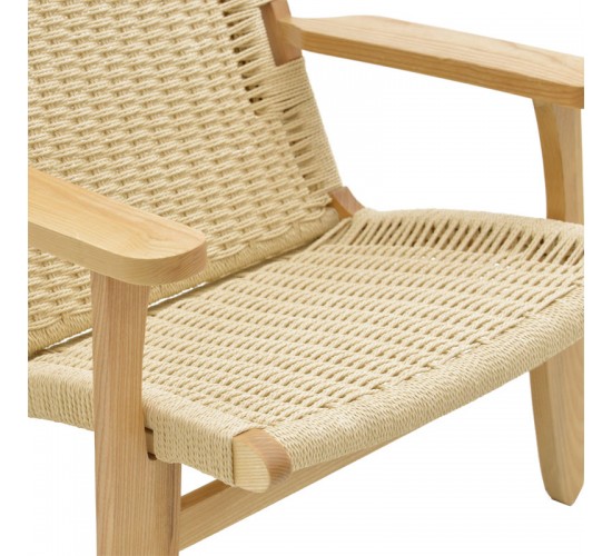 Πολυθρόνα Chiara ξύλο οξιάς φυσικό-έδρα φυσικό σχοινί 70x68x75εκ Υλικό: ASH WOOD - BEECH WOOD - ROPE 263-000014